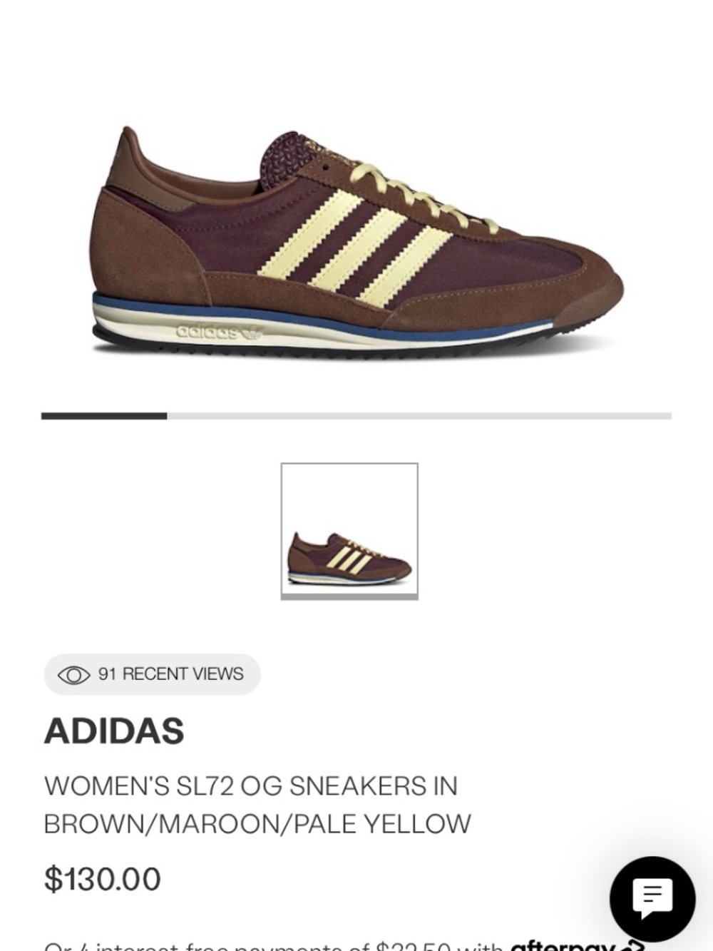 Adidas womens SL72OG in Brown/Maroon/Pale yelloe